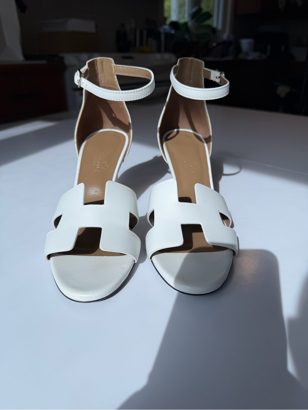 Hermes White H-Front Ankle-Strap Sandals β¨ Authentic β¨